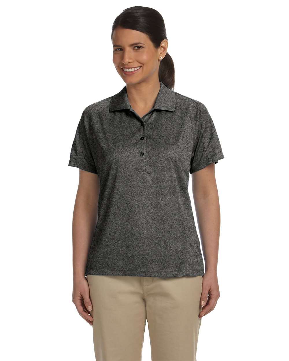 Women's Polytech Mesh Insert Polo - OnModelFront - B223B9593 - Charcoal