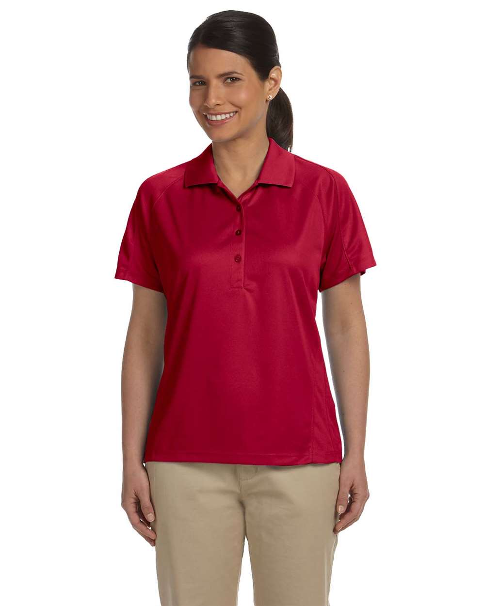 Women's Polytech Mesh Insert Polo - OnModelFront - B223B9703 - Red