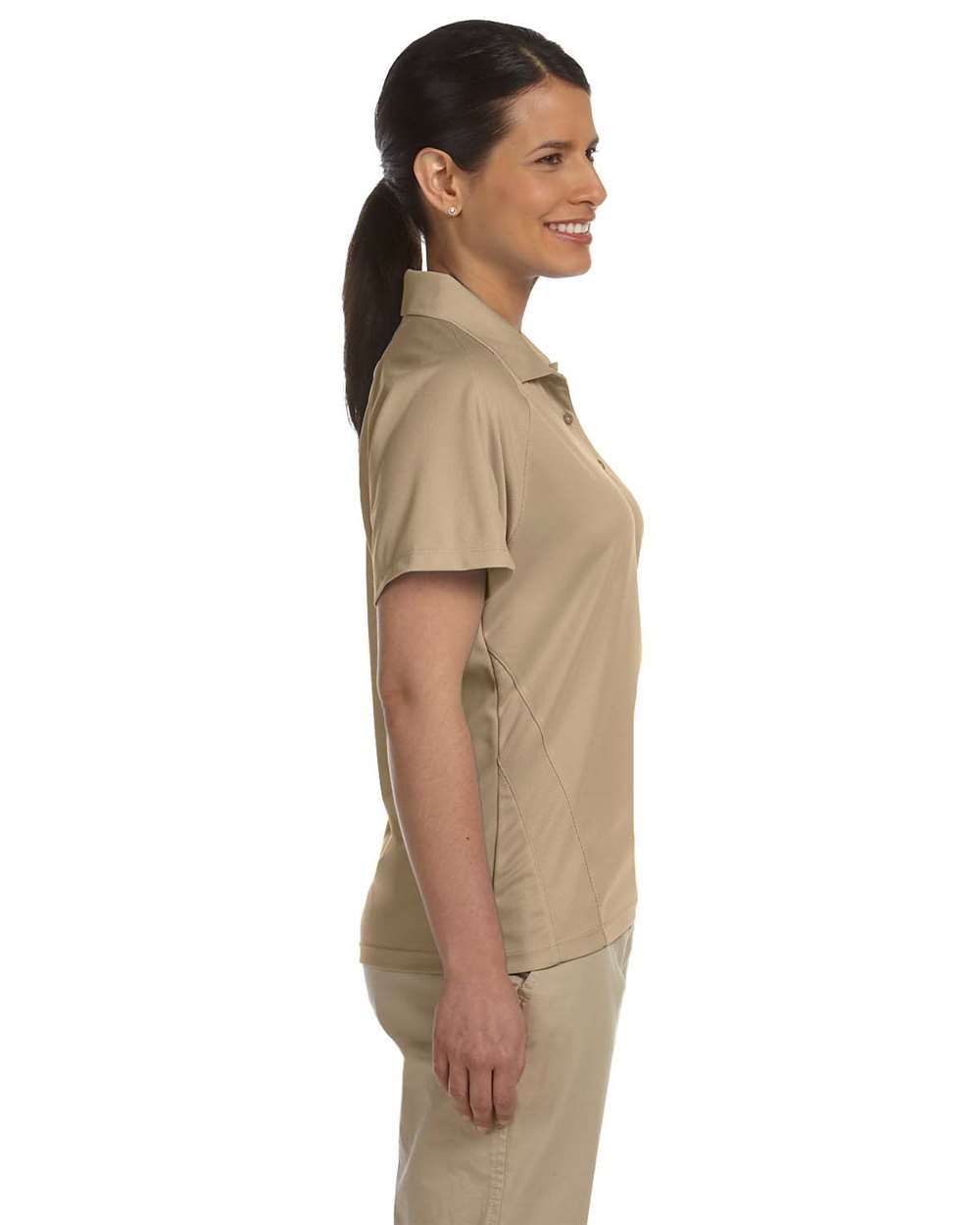Women's Polytech Mesh Insert Polo - OnModelSide - B223B9243 - Stone