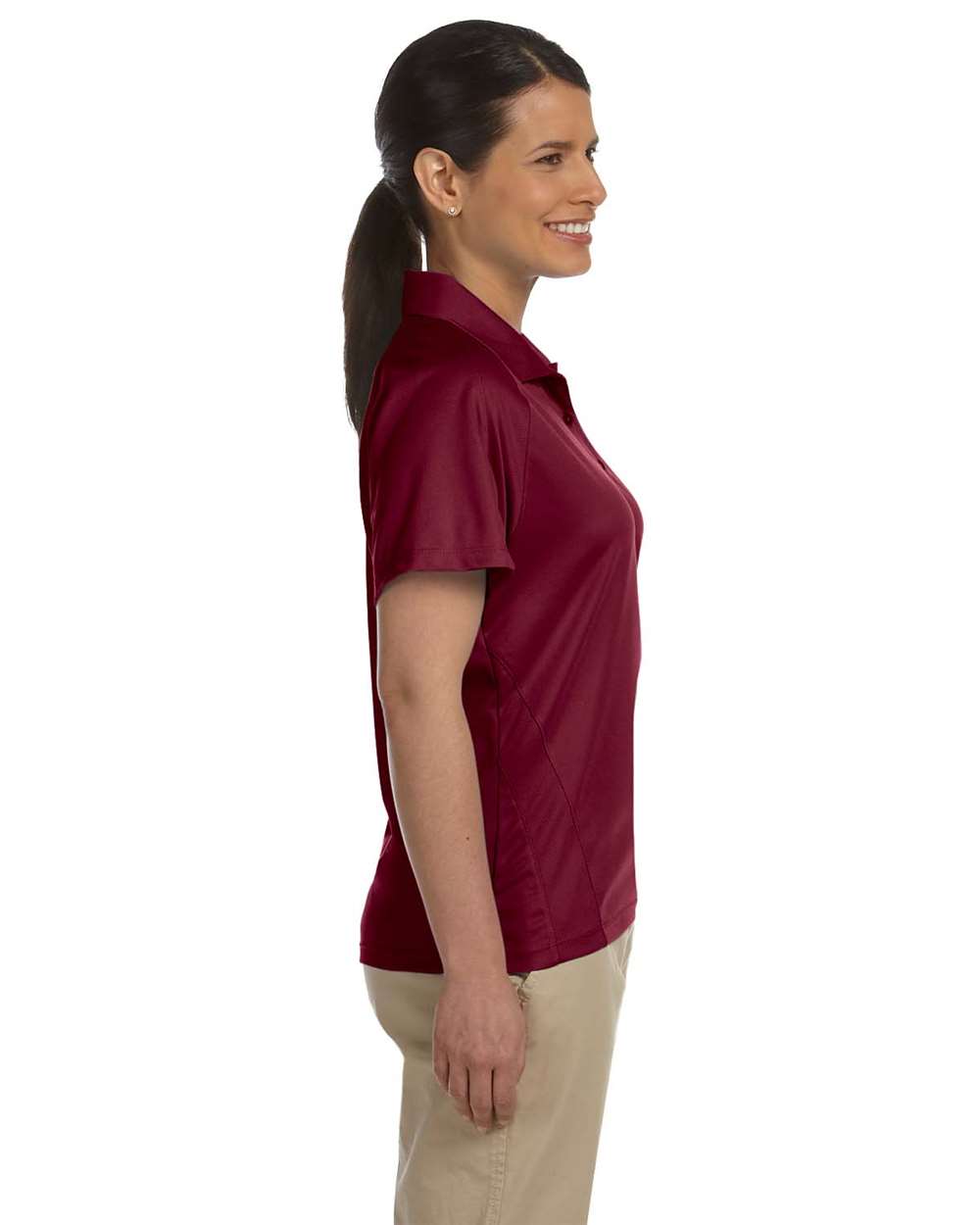 Women's Polytech Mesh Insert Polo - OnModelSide - B223B9533 - Maroon