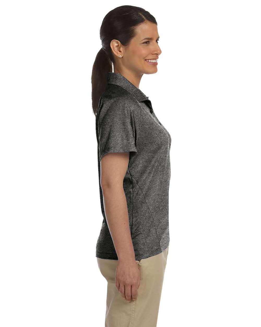 Women's Polytech Mesh Insert Polo - OnModelSide - B223B9593 - Charcoal