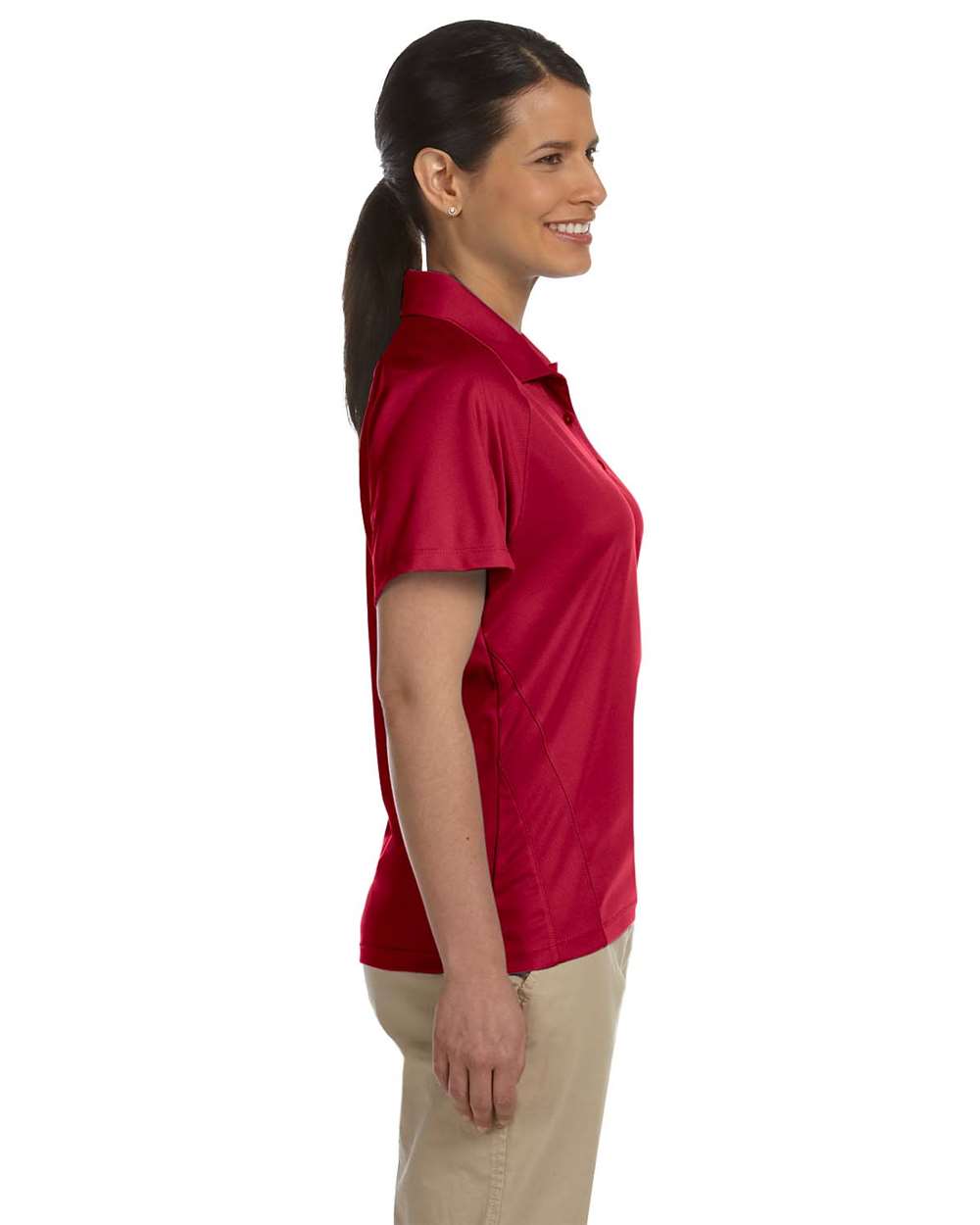 Women's Polytech Mesh Insert Polo - OnModelSide - B223B9703 - Red