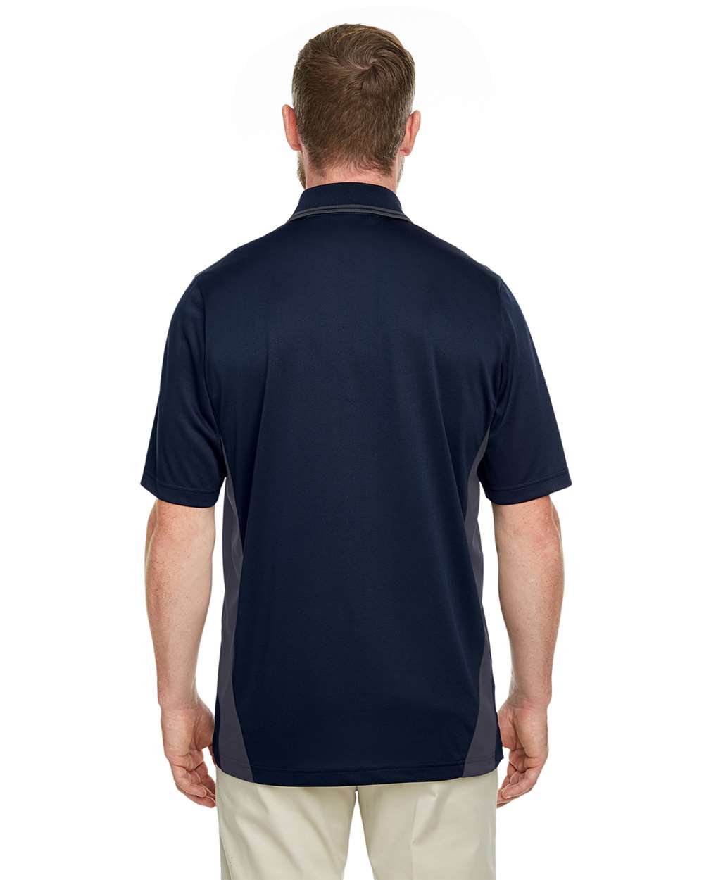 Men's Tall Flash Snag Protection Plus IL Colorblock Polo - OnModelBack - B227B9655 - Dark Navy/ Dark Charcoal