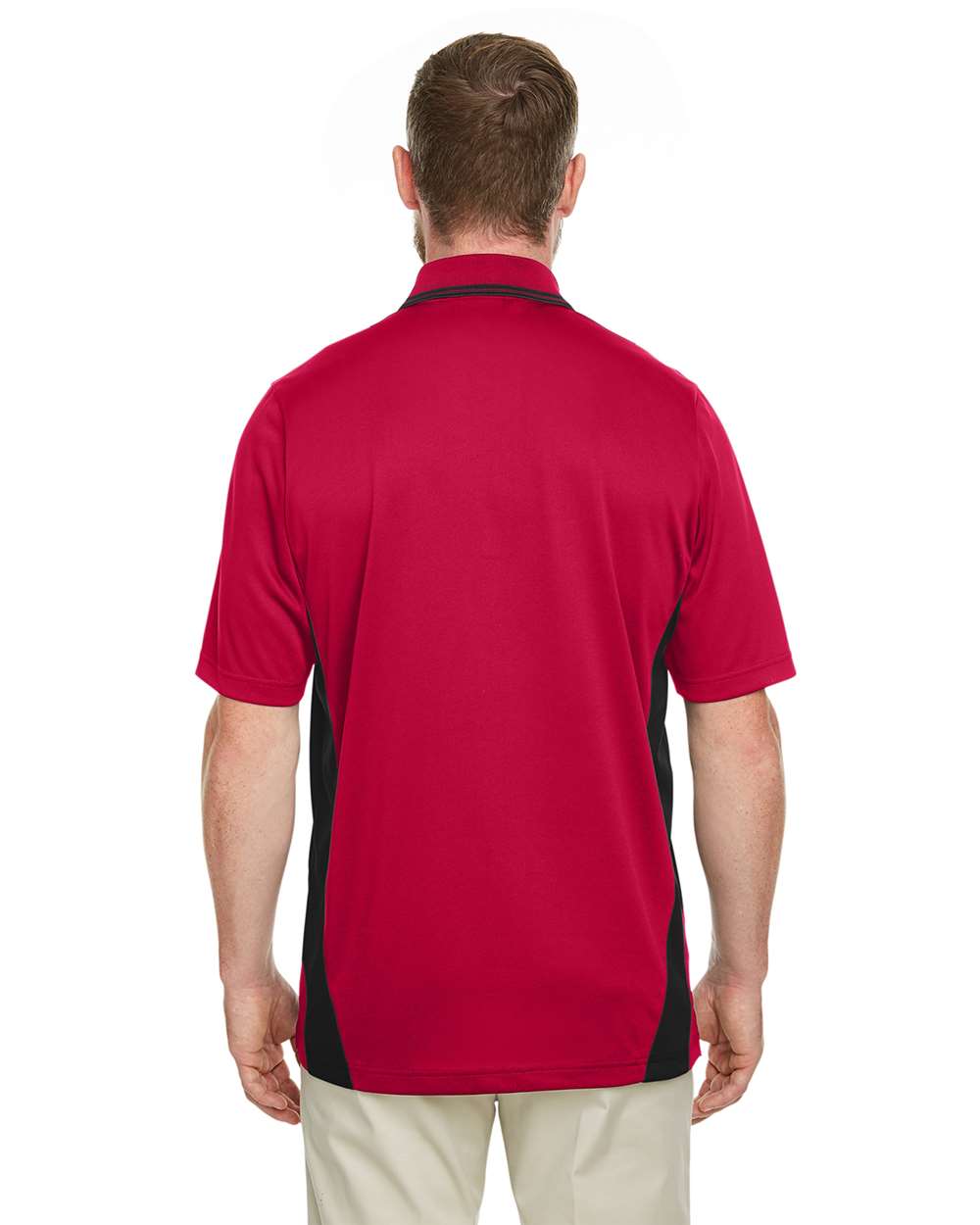 Men's Tall Flash Snag Protection Plus IL Colorblock Polo - OnModelBack - B227B9705 - Red/ Black