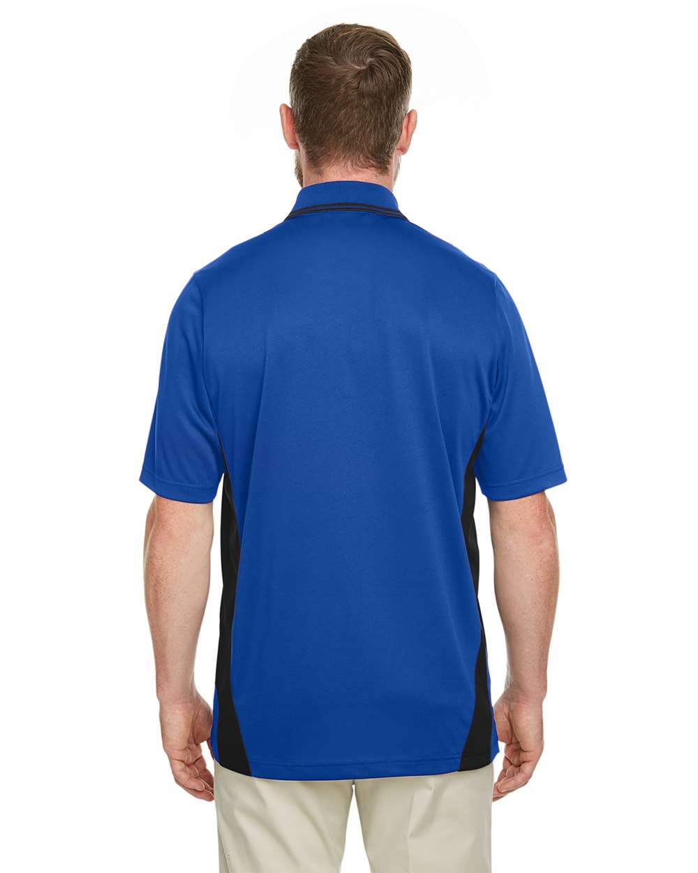 Men's Tall Flash Snag Protection Plus IL Colorblock Polo - OnModelBack - B227B9755 - True Royal/ Black
