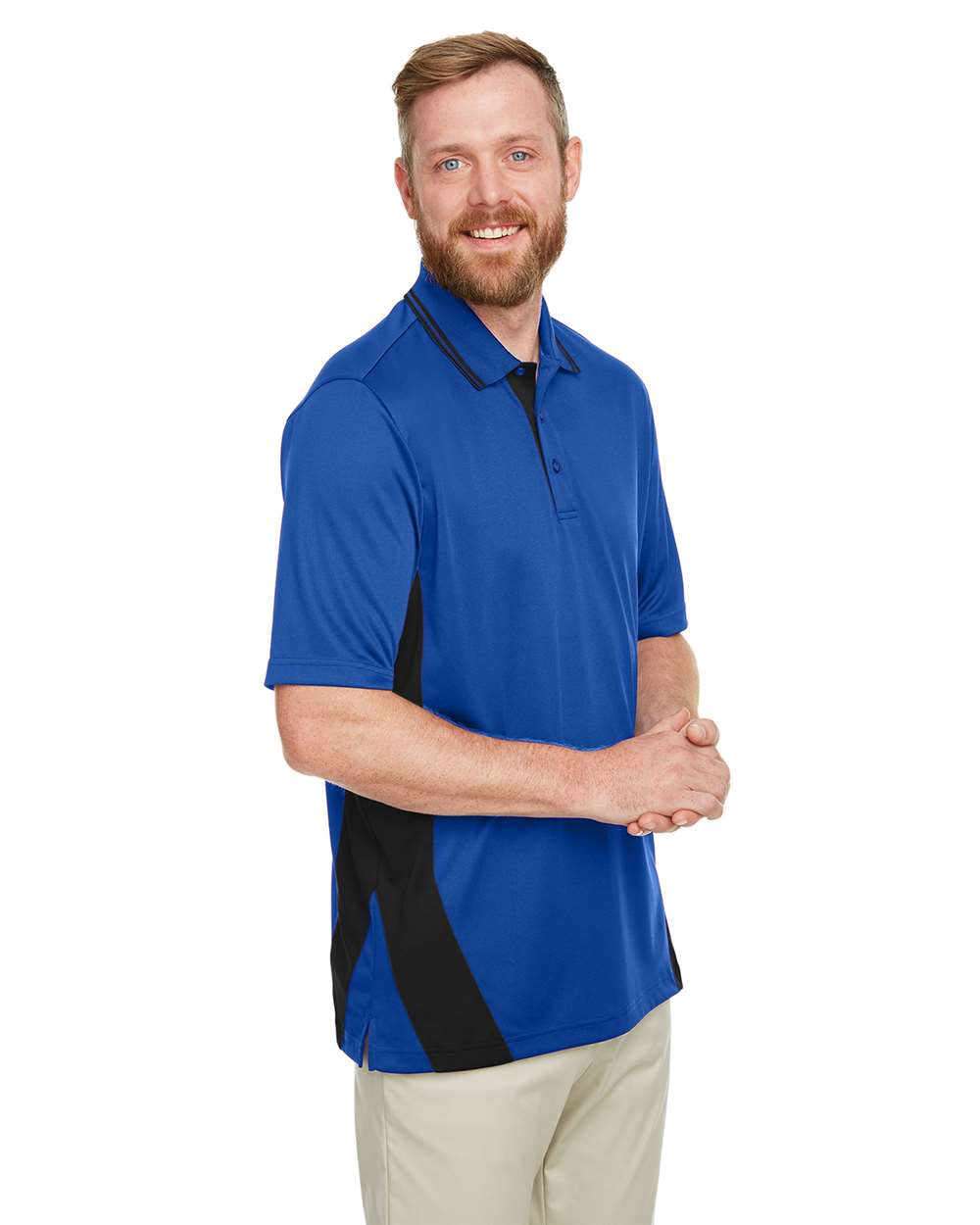 Men's Tall Flash Snag Protection Plus IL Colorblock Polo - OnModelSide - B227B9755 - True Royal/ Black