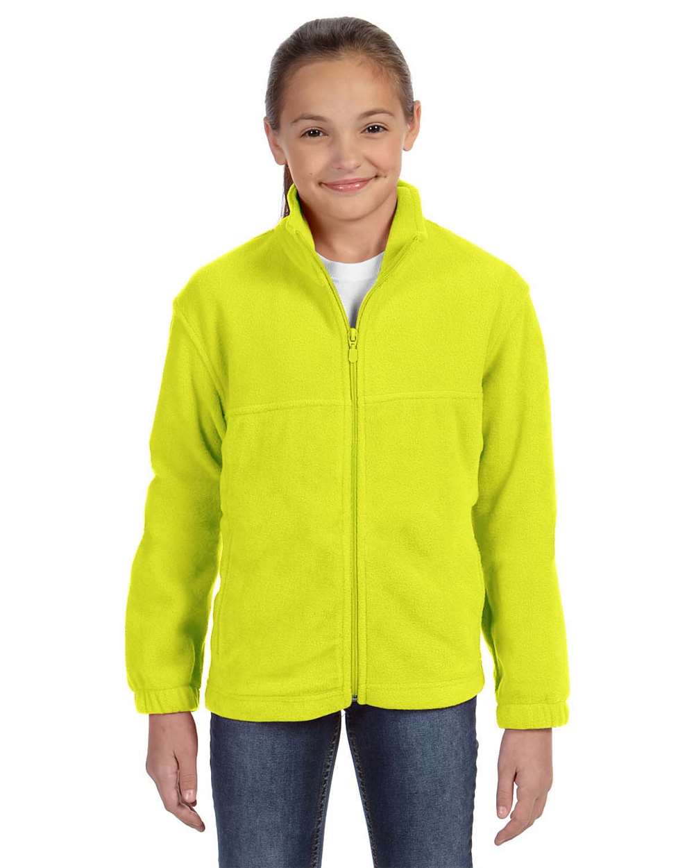 Youth Full-Zip Fleece - OnModelFront - B308B9123 - Safety Yellow