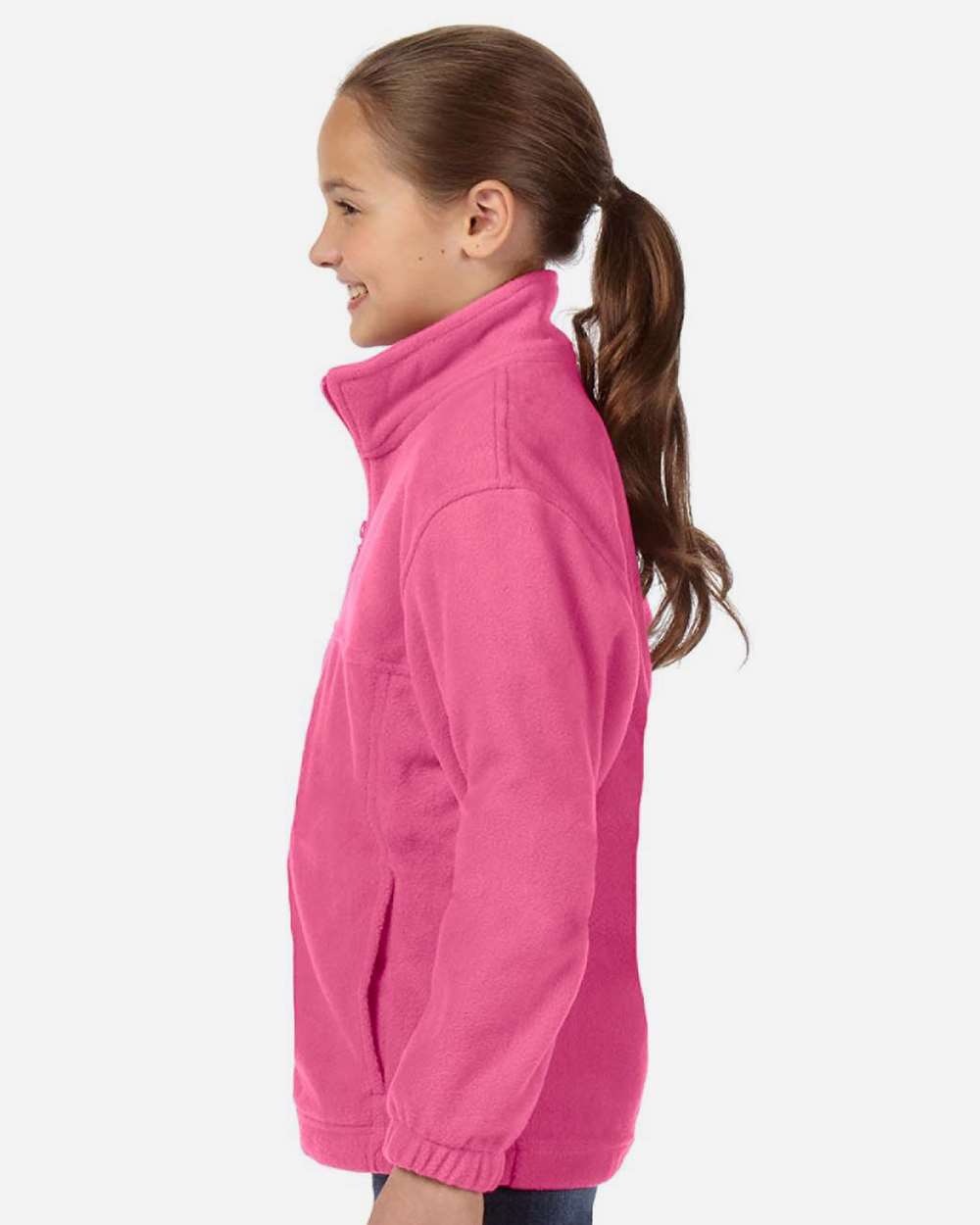 Youth Full-Zip Fleece - OnModelSide - B308B9303 - Charity Pink