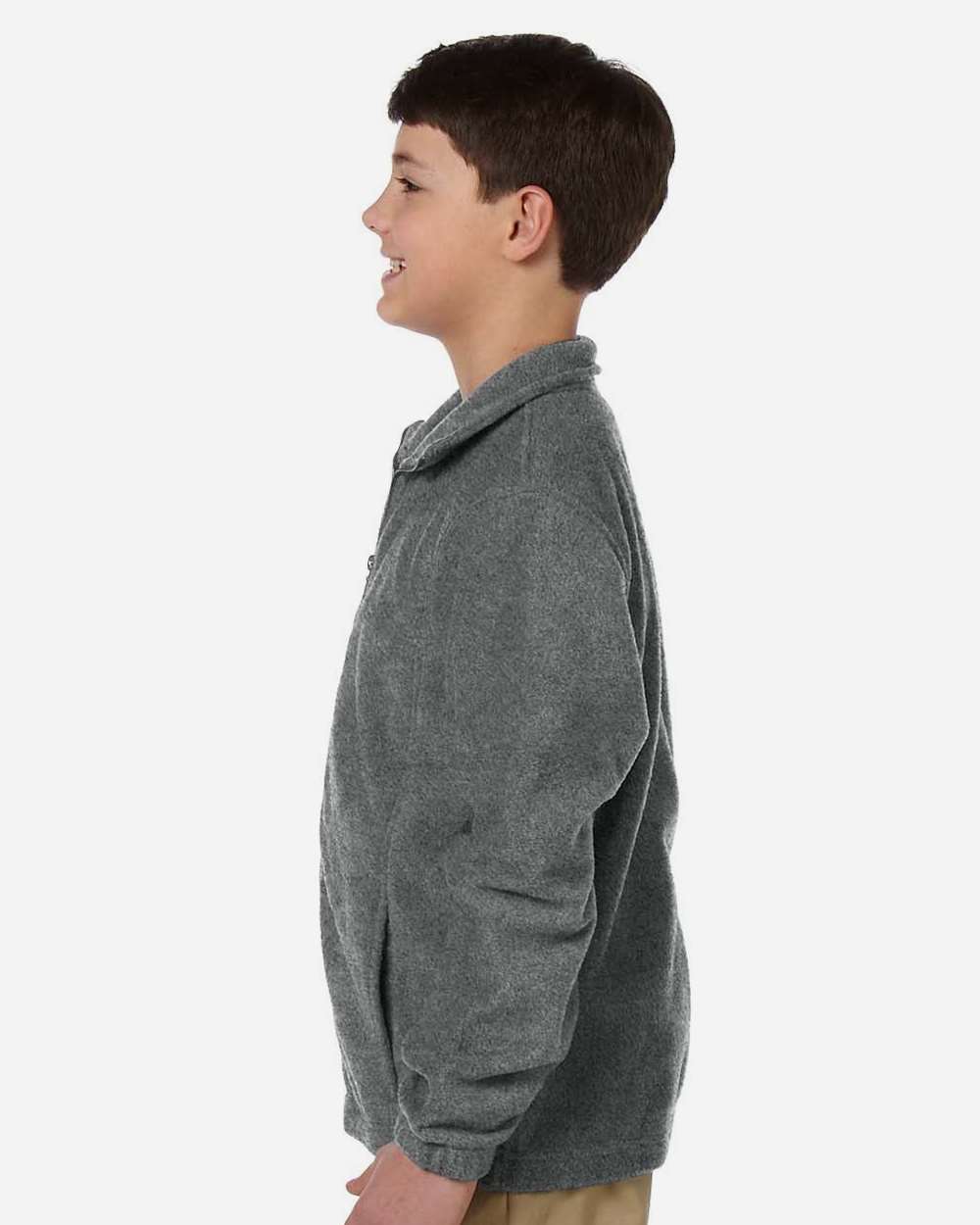 Youth Full-Zip Fleece - OnModelSide - B308B9593 - Charcoal