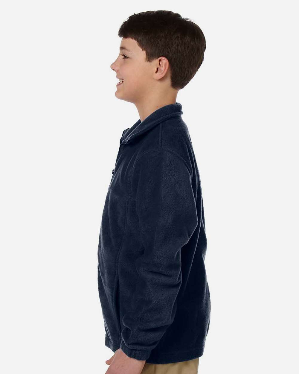 Youth Full-Zip Fleece - OnModelSide - B308B9653 - Navy
