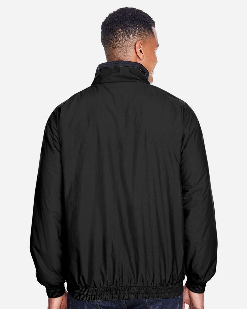 Unisex Fleece Lined Nylon Jacket - OnModelBack - B287B9502 - Black/ Black