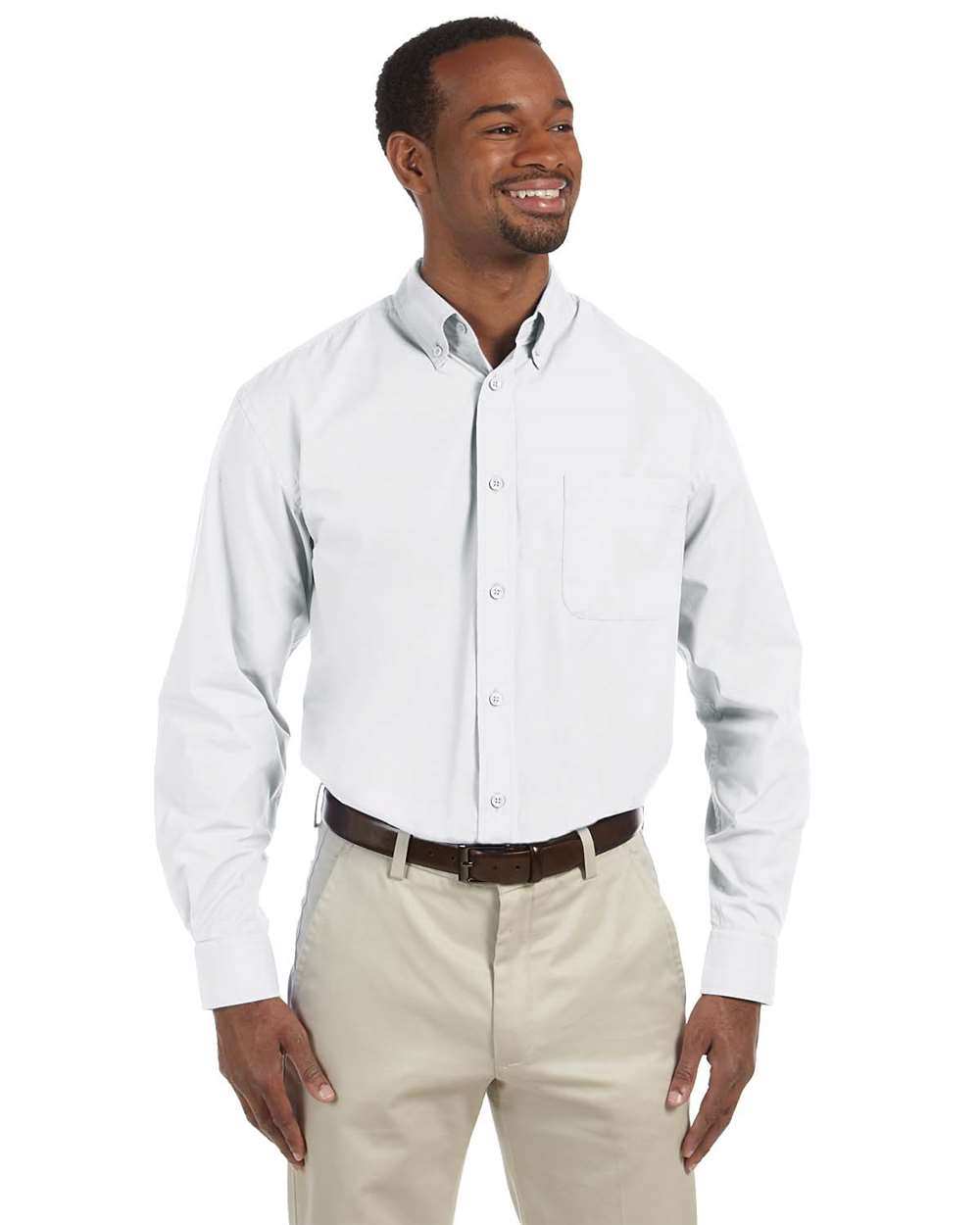 Men's Essential Poplin - OnModelFront - B241B9003 - White