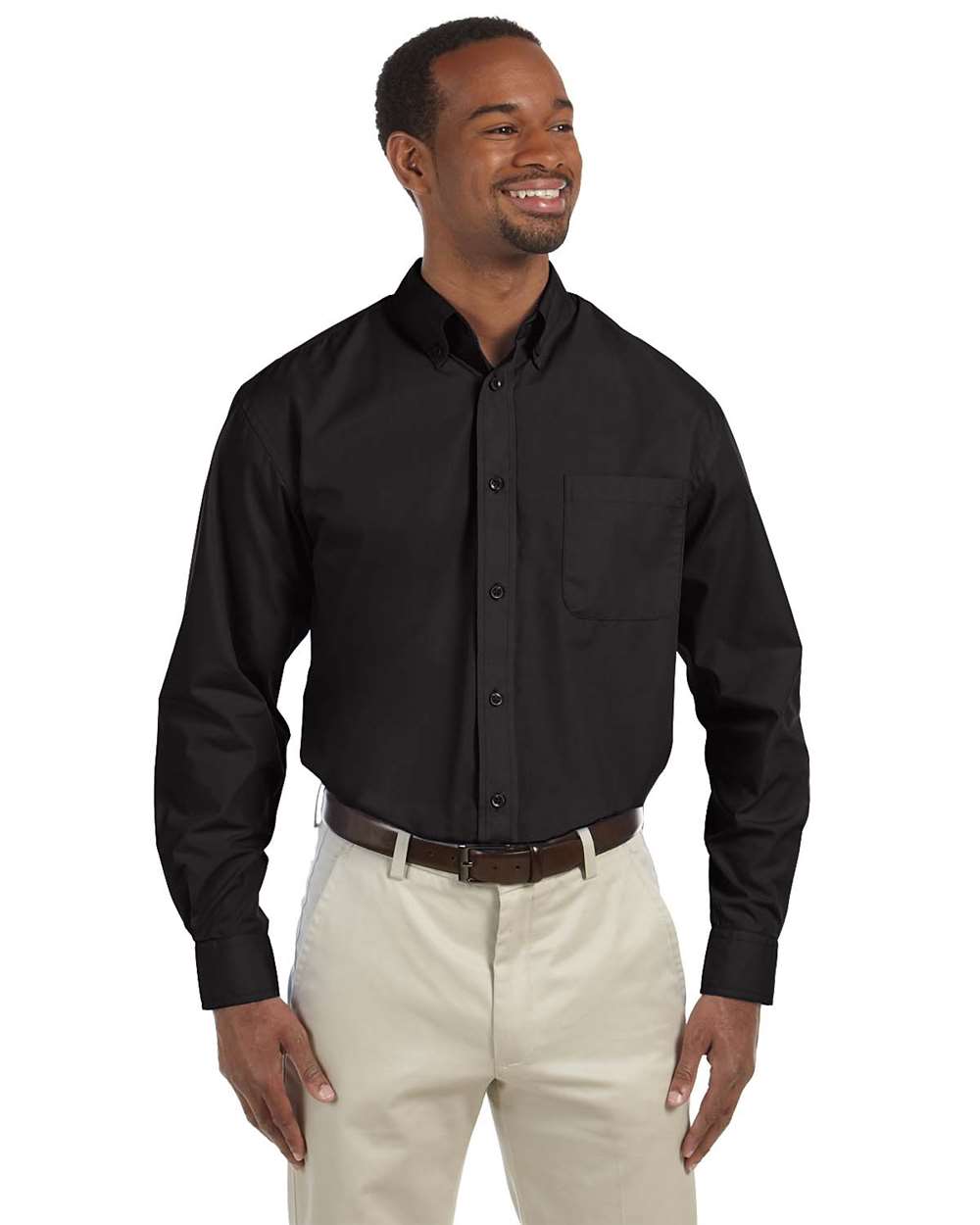 Men's Essential Poplin - OnModelFront - B241B9503 - Black