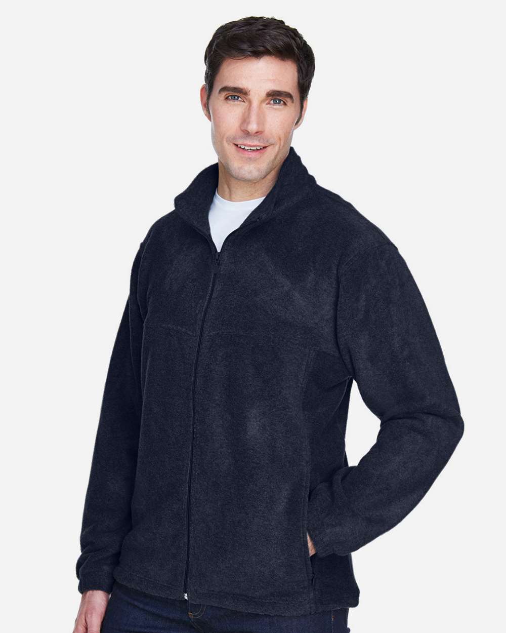 Men's Tall Full-Zip Fleece - OnModelSide - B306B9656 - Navy