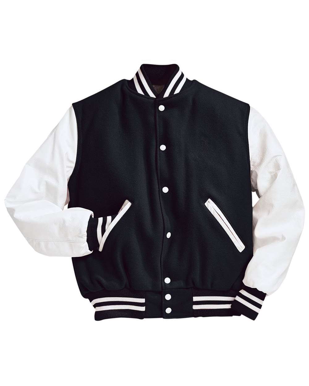 Men's Varsity Wool Jacket - Front - B14964102 - Black/ White