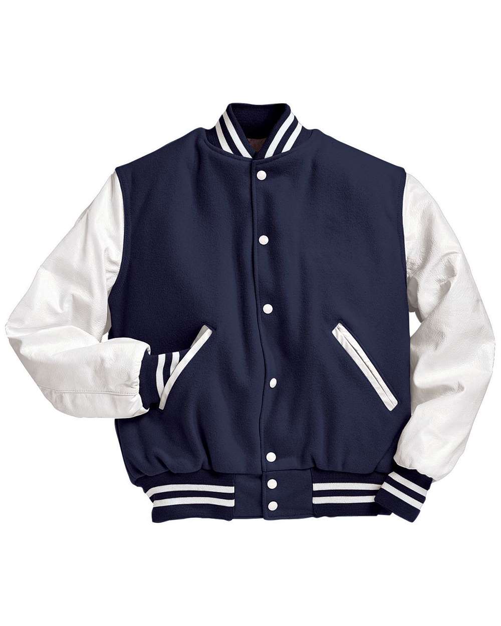 Men's Varsity Wool Jacket - Front - B14964152 - Dark Navy/ White