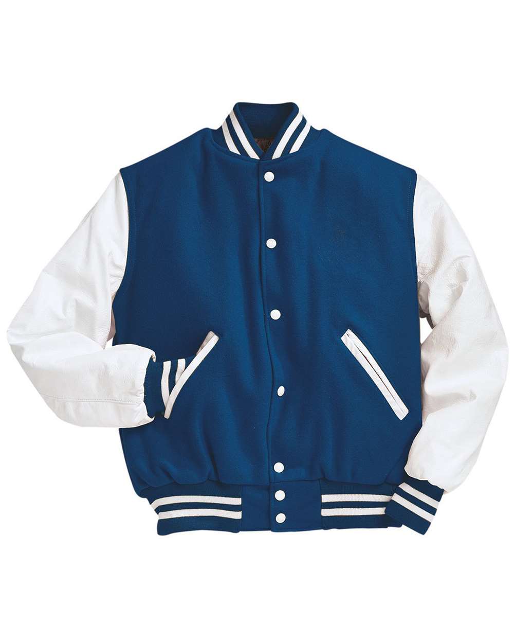 Men's Varsity Wool Jacket - Front - B14964162 - Dark Royal/ White