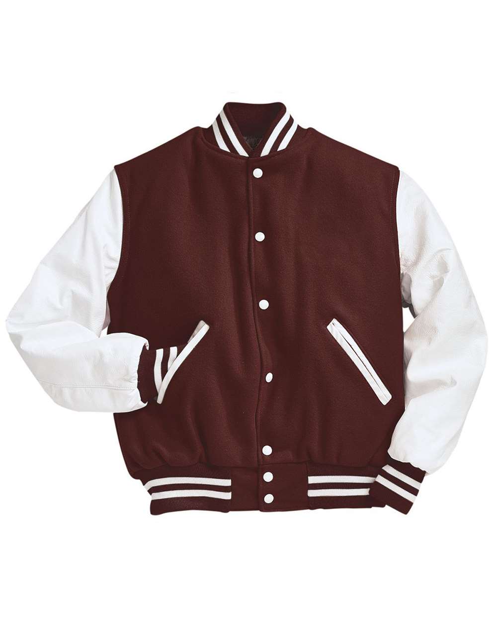 Men's Varsity Wool Jacket - Front - B14964192 - Maroon/ White