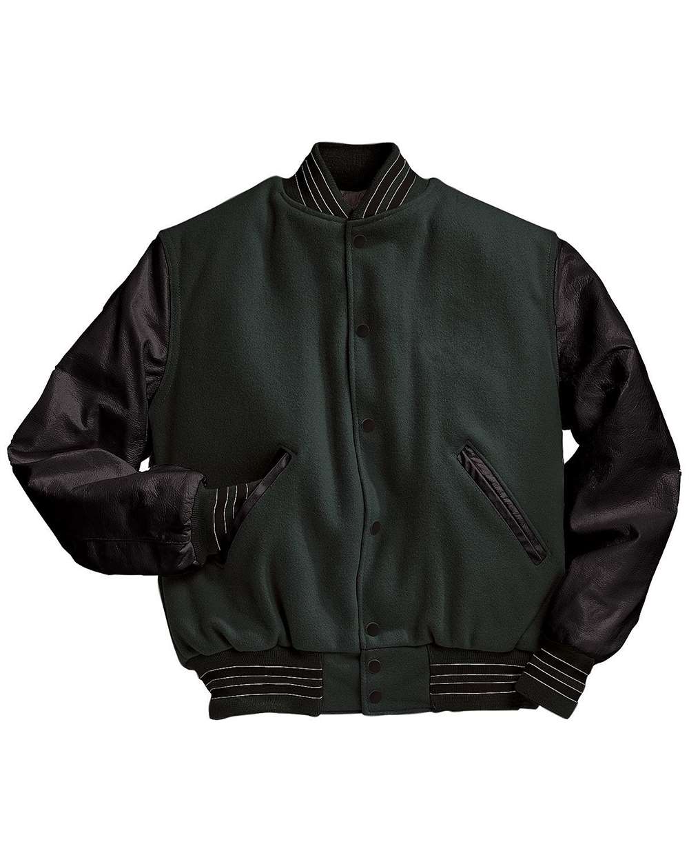 Men's Varsity Wool Jacket - Front - B14964202 - Myrtle/ Black/ White