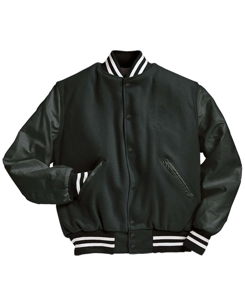 Men's Varsity Wool Jacket - Front - B14964212 - Myrtle/ Dark Green/ White