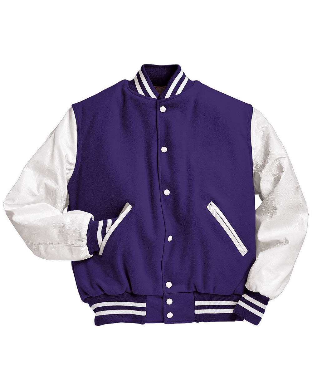 Men's Varsity Wool Jacket - Front - B14964232 - Purple/ White