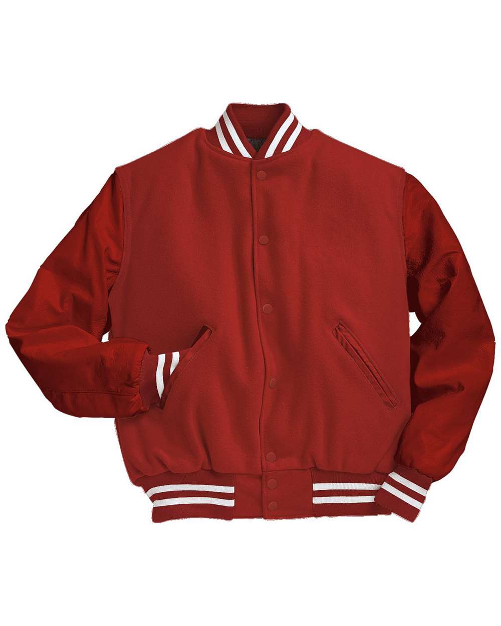 Men's Varsity Wool Jacket - Front - B14964272 - Scarlet/ Scarlet/ White