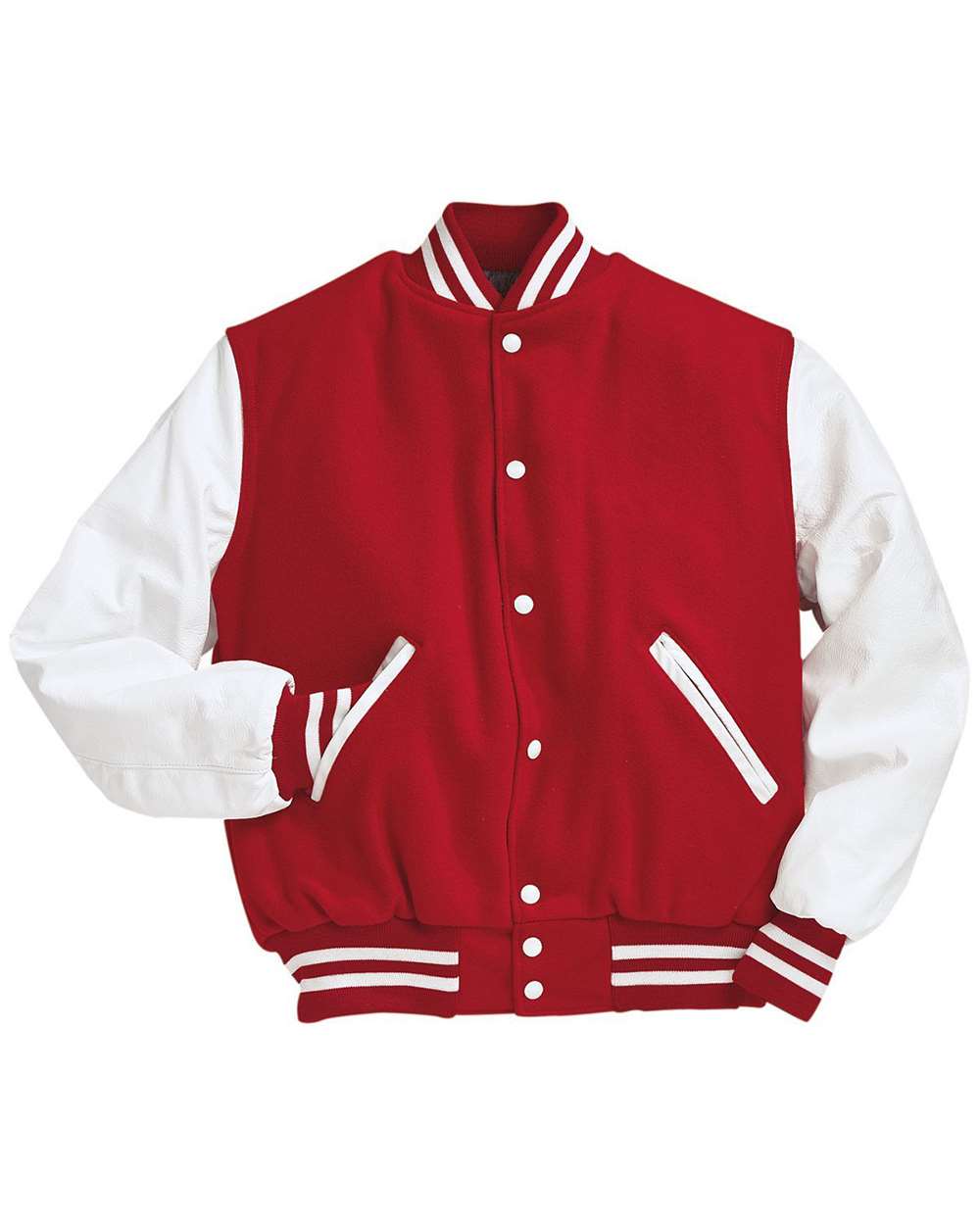 Men's Varsity Wool Jacket - Front - B14964292 - Scarlet/ White