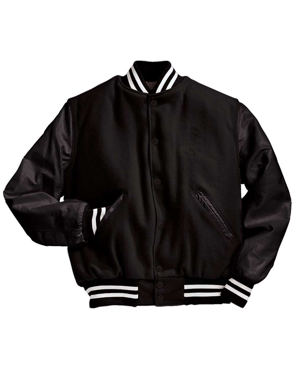 Men's Varsity Wool Jacket - Front - B14964322 - Black/ Black/ White