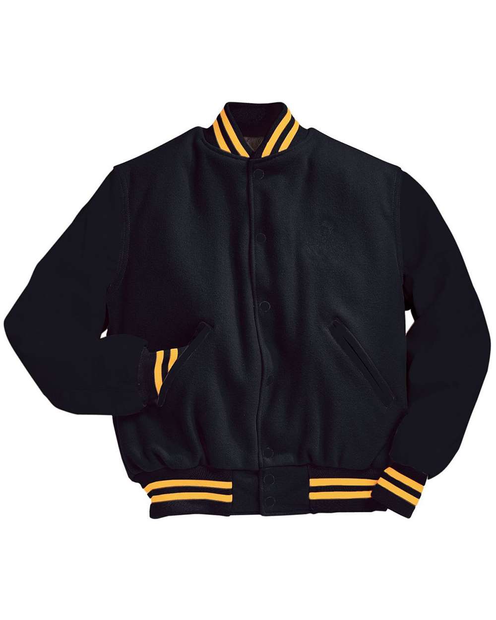 Men's Varsity Wool Jacket - Front - B14964362 - Black/ Light Gold
