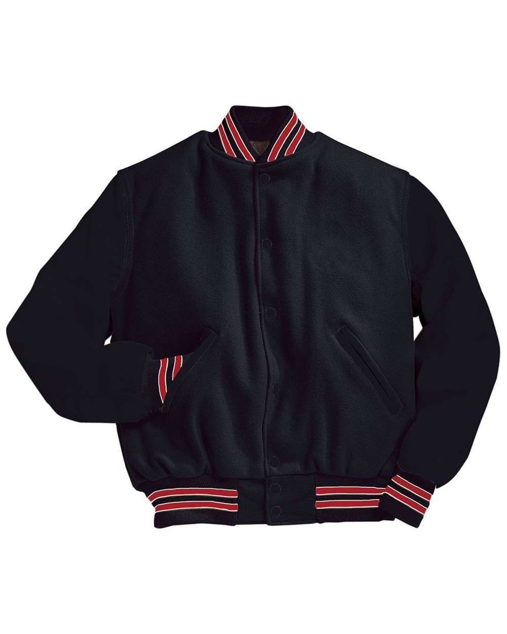Men's Varsity Wool Jacket - Front - B14964402 - Black/ Scarlet/ White