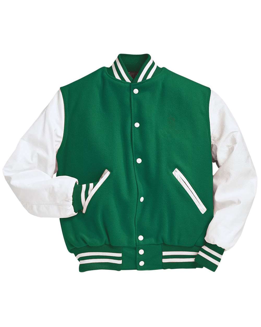 Men's Varsity Wool Jacket - Front - B14964602 - Kelly/ White