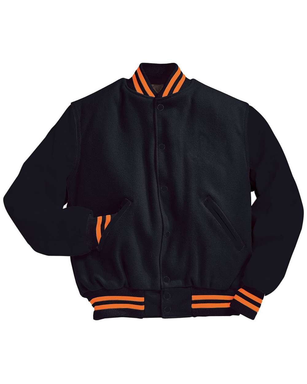 Men's Varsity Wool Jacket - Front - B14964662 - Black/ Burnt Orange