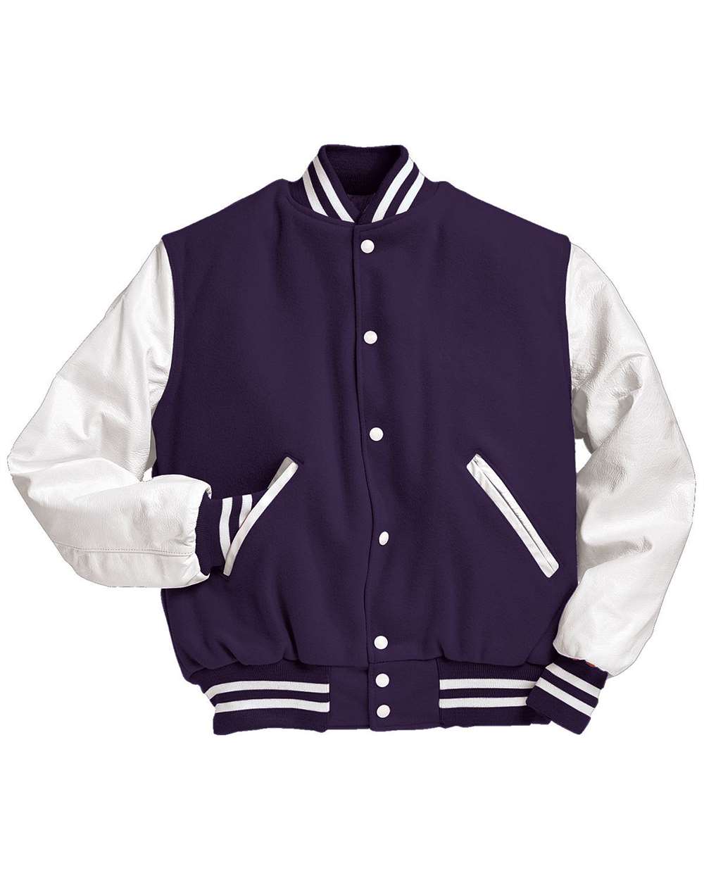 Men's Varsity Wool Jacket - Front - B14964672 - Dark Purple/ White