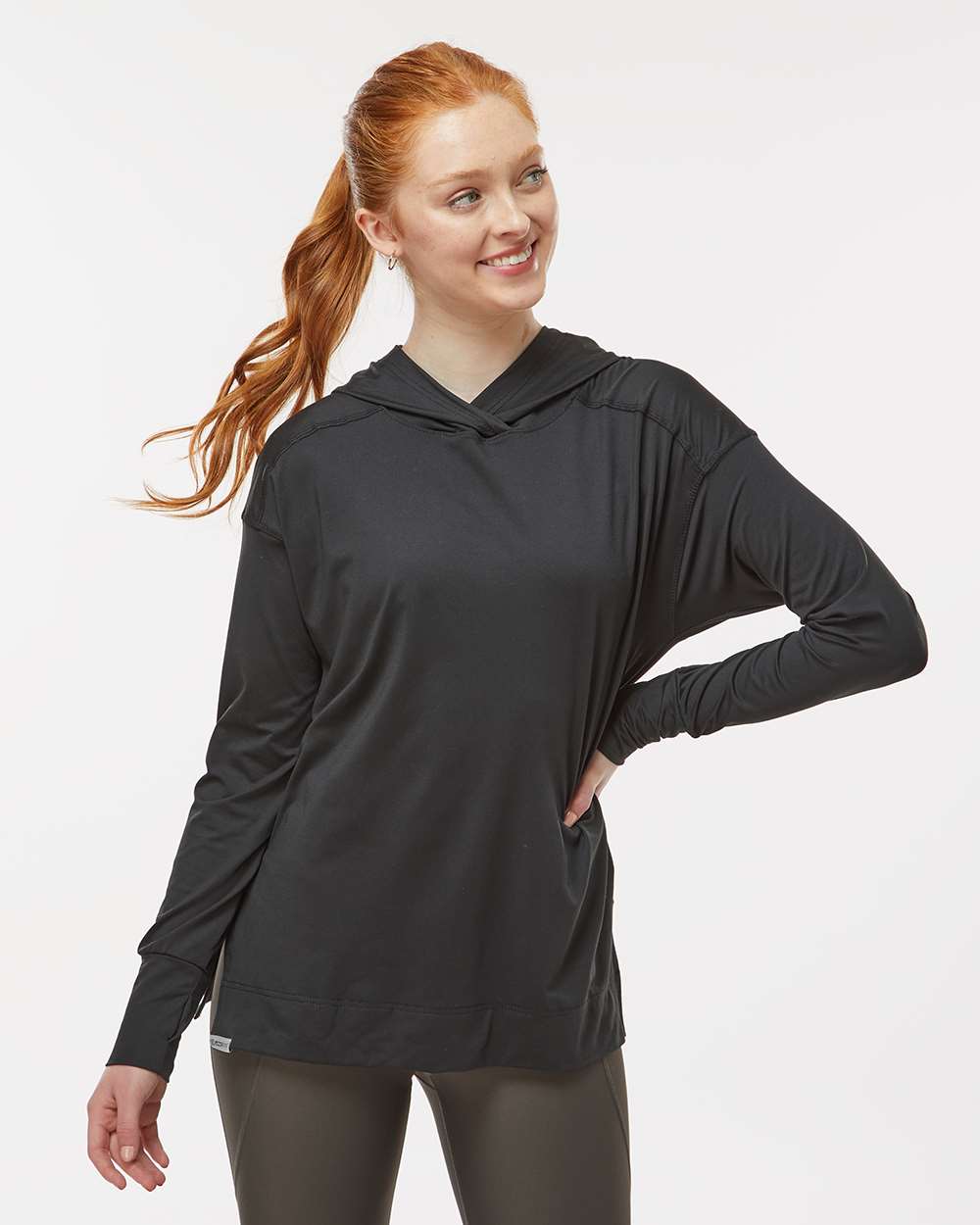 Women's Eco Revive™ Ventura Soft Knit Hooded Sweatshirt - OnModelFront - B32164502 - Black