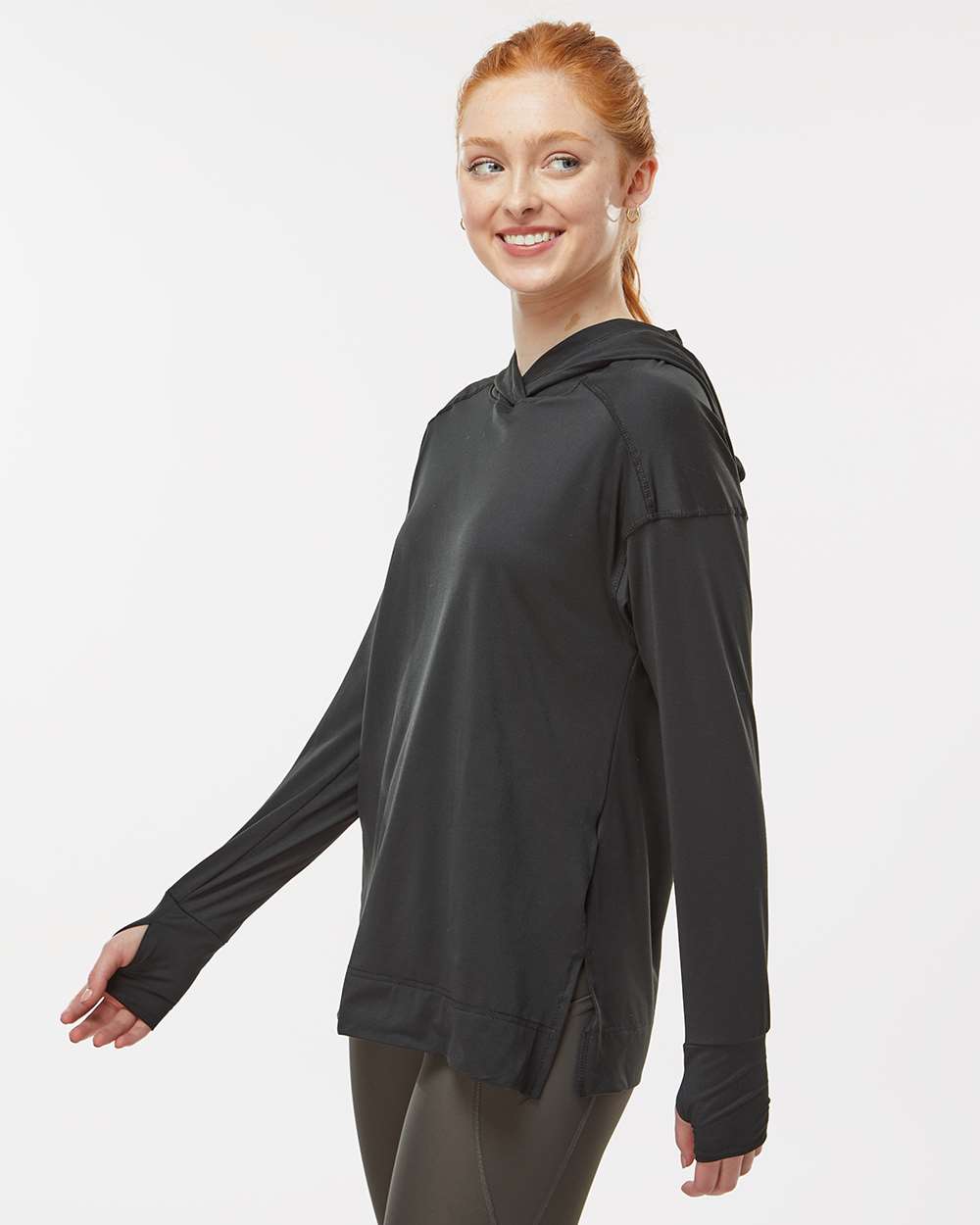 Women's Eco Revive™ Ventura Soft Knit Hooded Sweatshirt - OnModelSide - B32164502 - Black