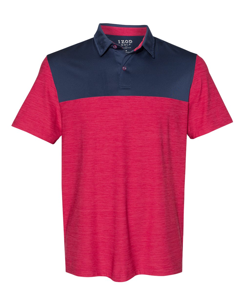 Men's Colorblocked Space-Dyed Polo - Front - B12598703 - Persian Red/ Navy