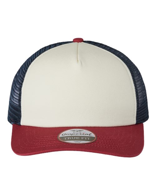 North Country Trucker Cap - Front - B90995100 - Vanilla/ Red Ribbon/ Dark Navy