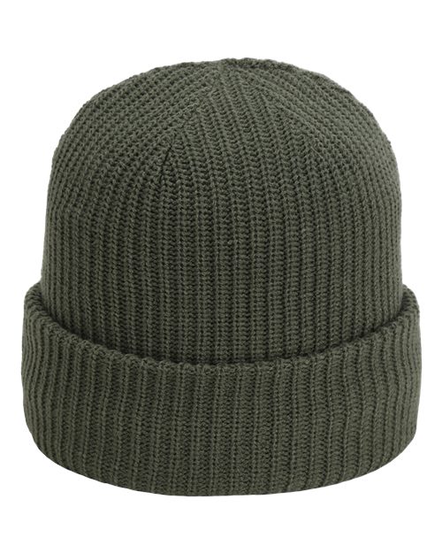 The Mogul Cuffed Beanie - Front - B12095540 - Earth Green