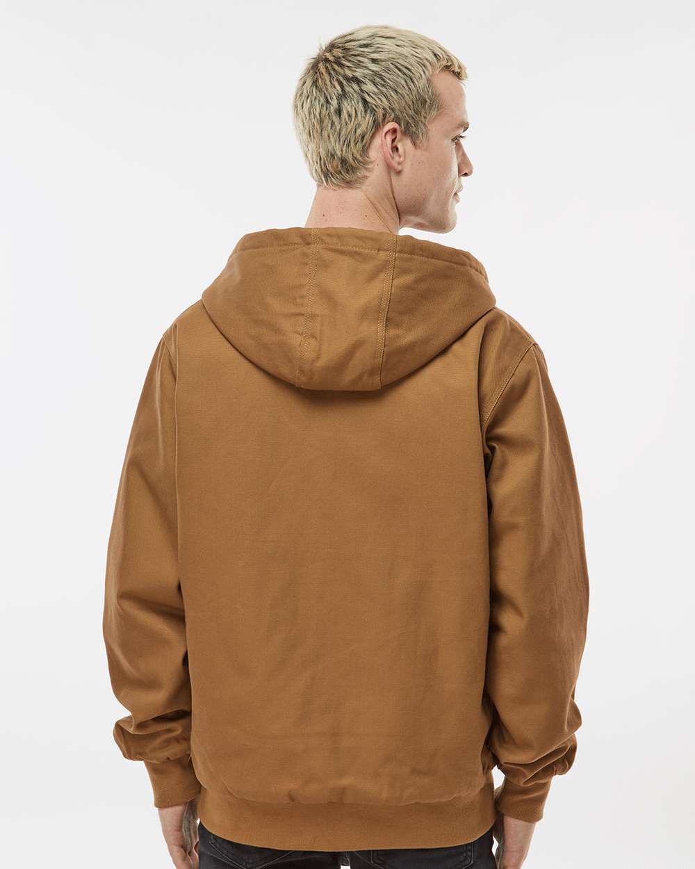 Men's Insulated Canvas Workwear Jacket - OnModelBack - B03276552 - Saddle