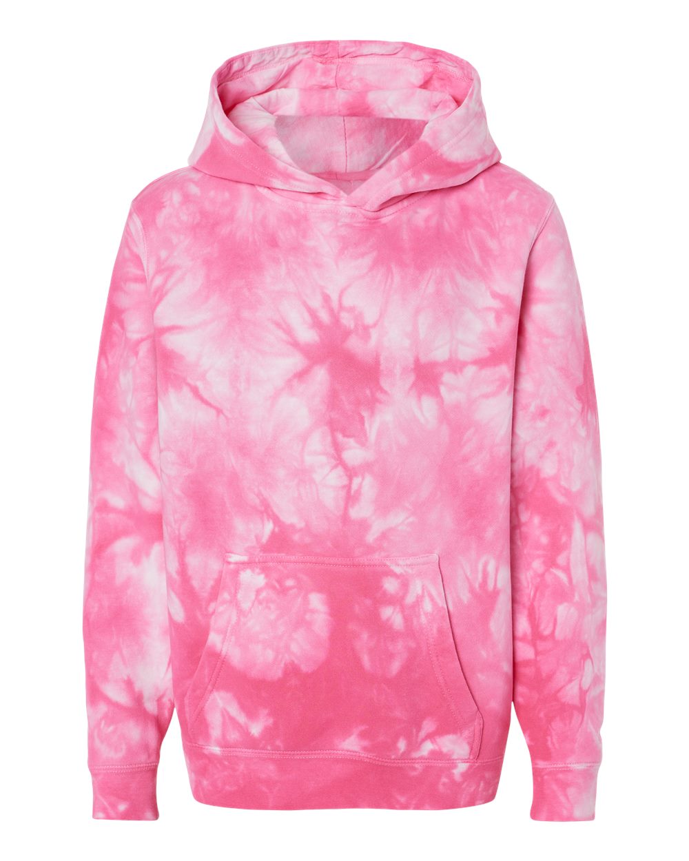 Youth Midweight Tie-Dyed Hooded Sweatshirt - Front - B03576102 - Tie Dye Pink