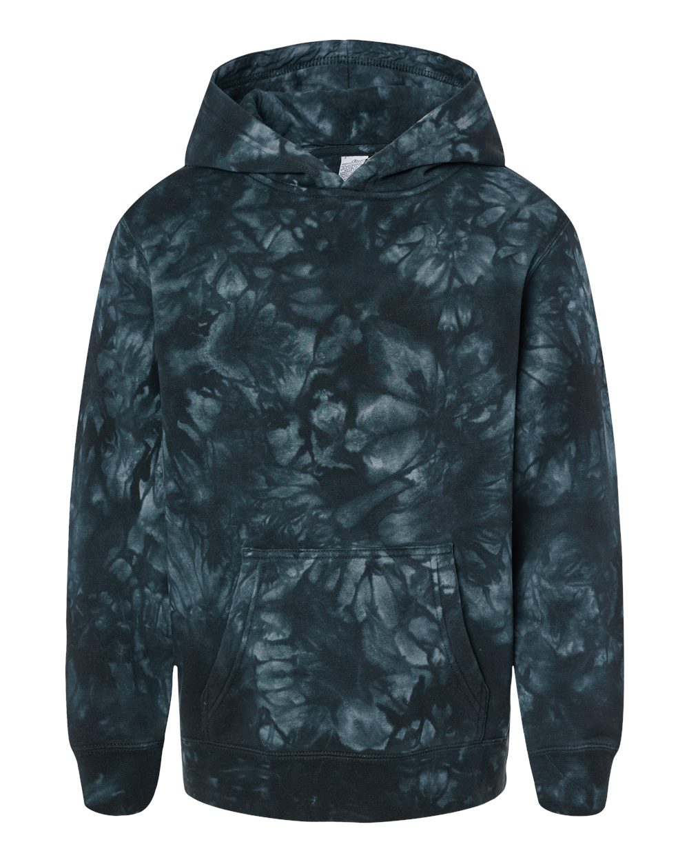 Youth Midweight Tie-Dyed Hooded Sweatshirt - Front - B03576502 - Tie Dye Black