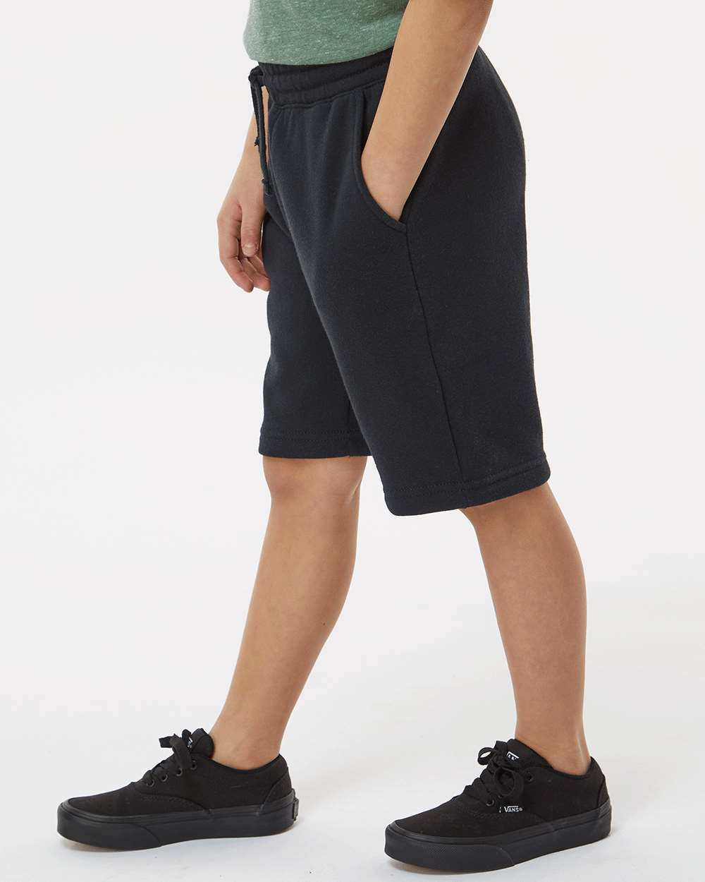 Youth Lightweight Special Blend Fleece Shorts - OnModelSide - B03776504 - Black
