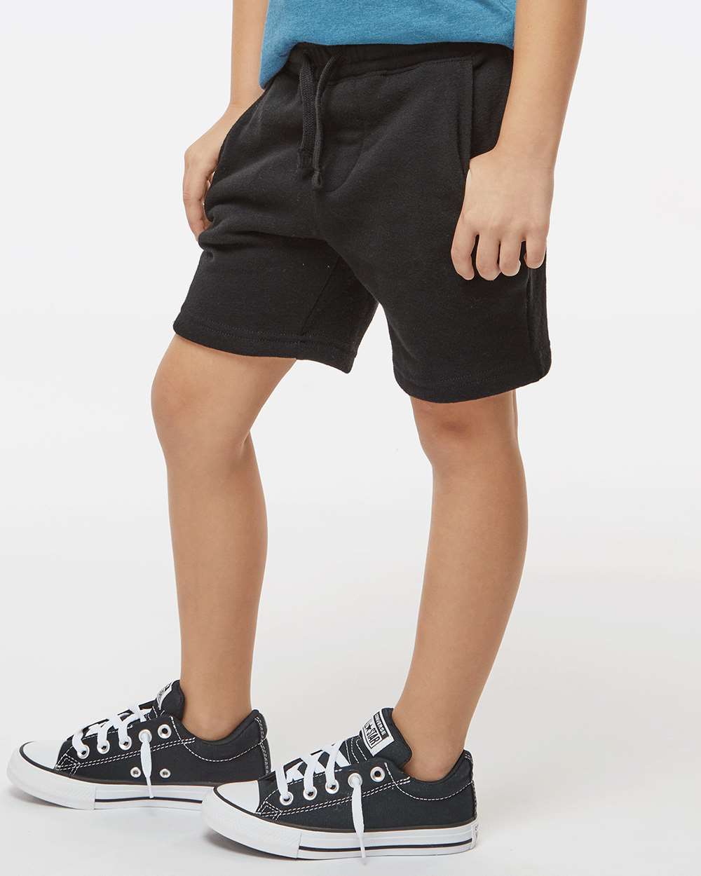 Toddler Lightweight Special Blend Fleece Shorts - OnModelSide - B03976503 - Black
