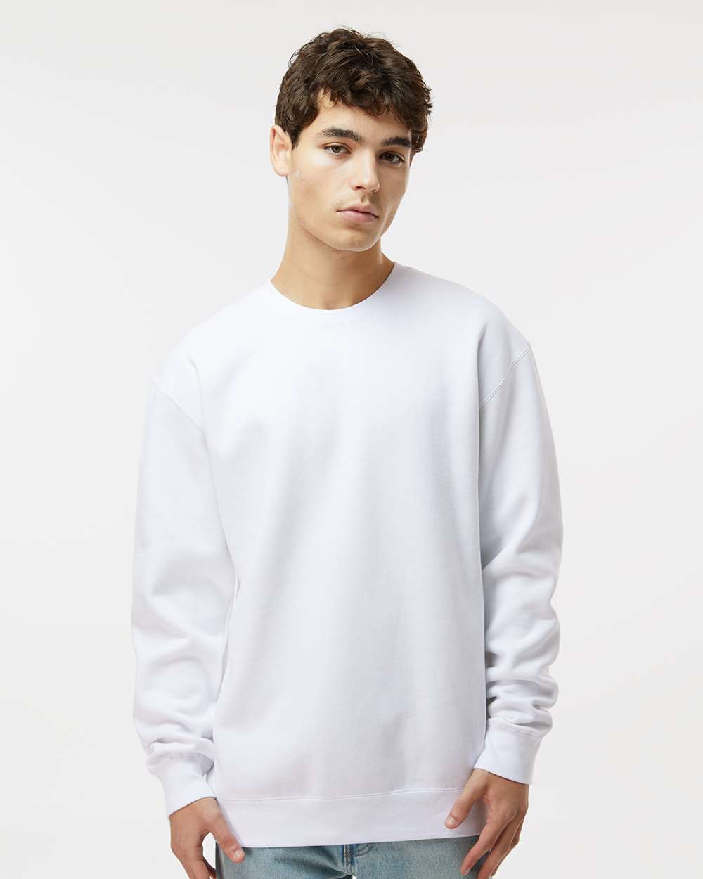 Unisex Heavyweight Crewneck Sweatshirt - OnModelFront - B04076002 - White