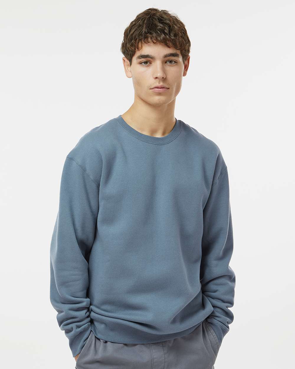 Unisex Heavyweight Crewneck Sweatshirt - OnModelFront - B04076442 - Storm Blue