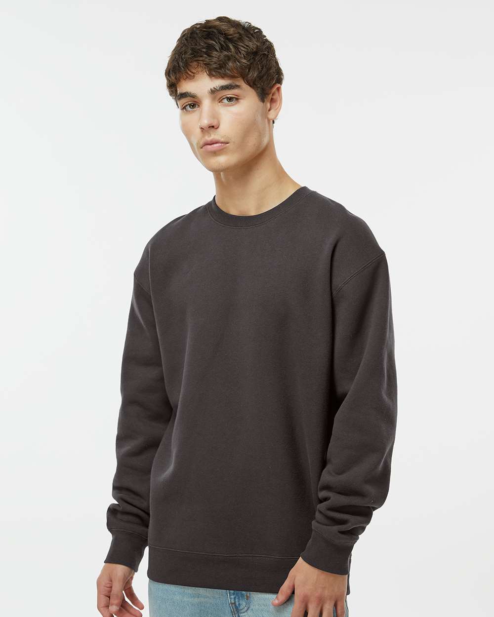 Unisex Heavyweight Crewneck Sweatshirt - OnModelFront - B04076492 - Asphalt