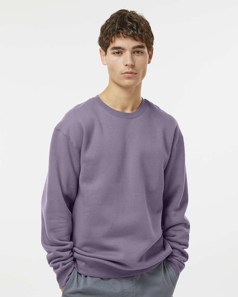 Unisex Heavyweight Crewneck Sweatshirt - OnModelFront - B04076512 - Plum