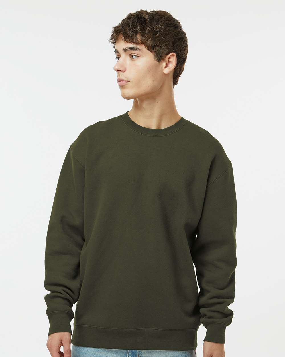 Unisex Heavyweight Crewneck Sweatshirt - OnModelFront - B04076642 - Army
