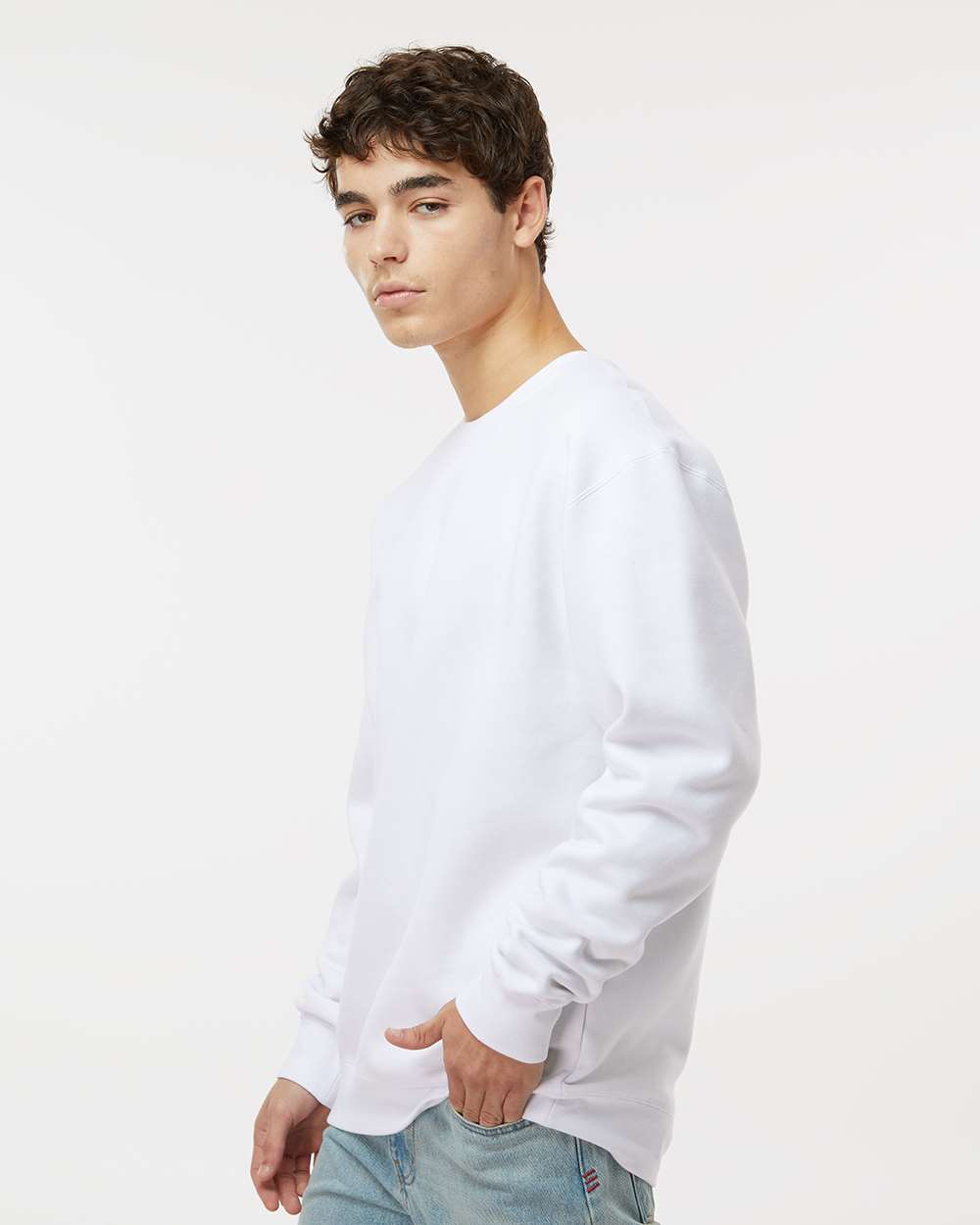 Unisex Heavyweight Crewneck Sweatshirt - OnModelSide - B04076002 - White