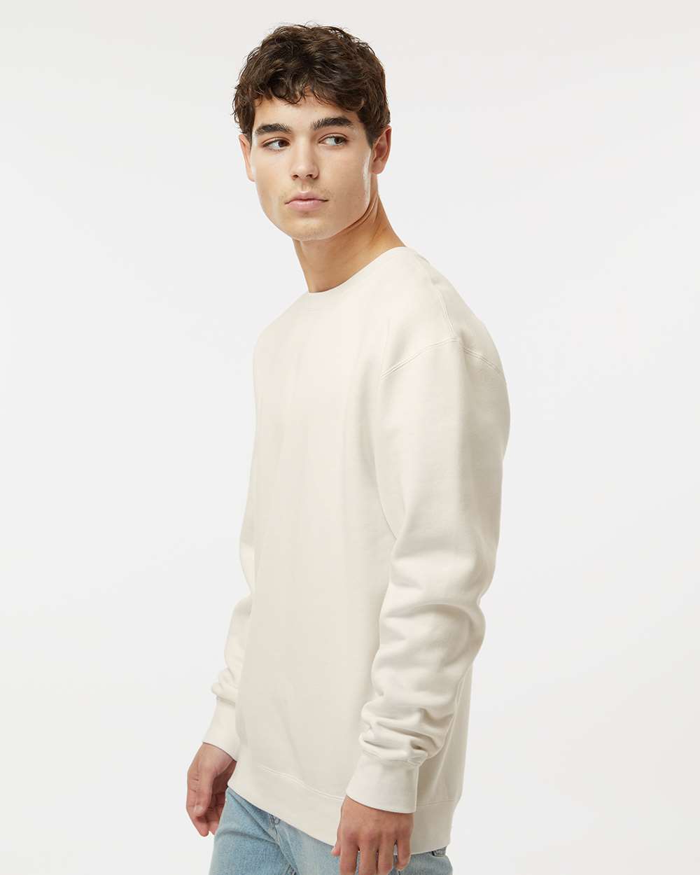 Unisex Heavyweight Crewneck Sweatshirt - OnModelSide - B04076242 - Bone